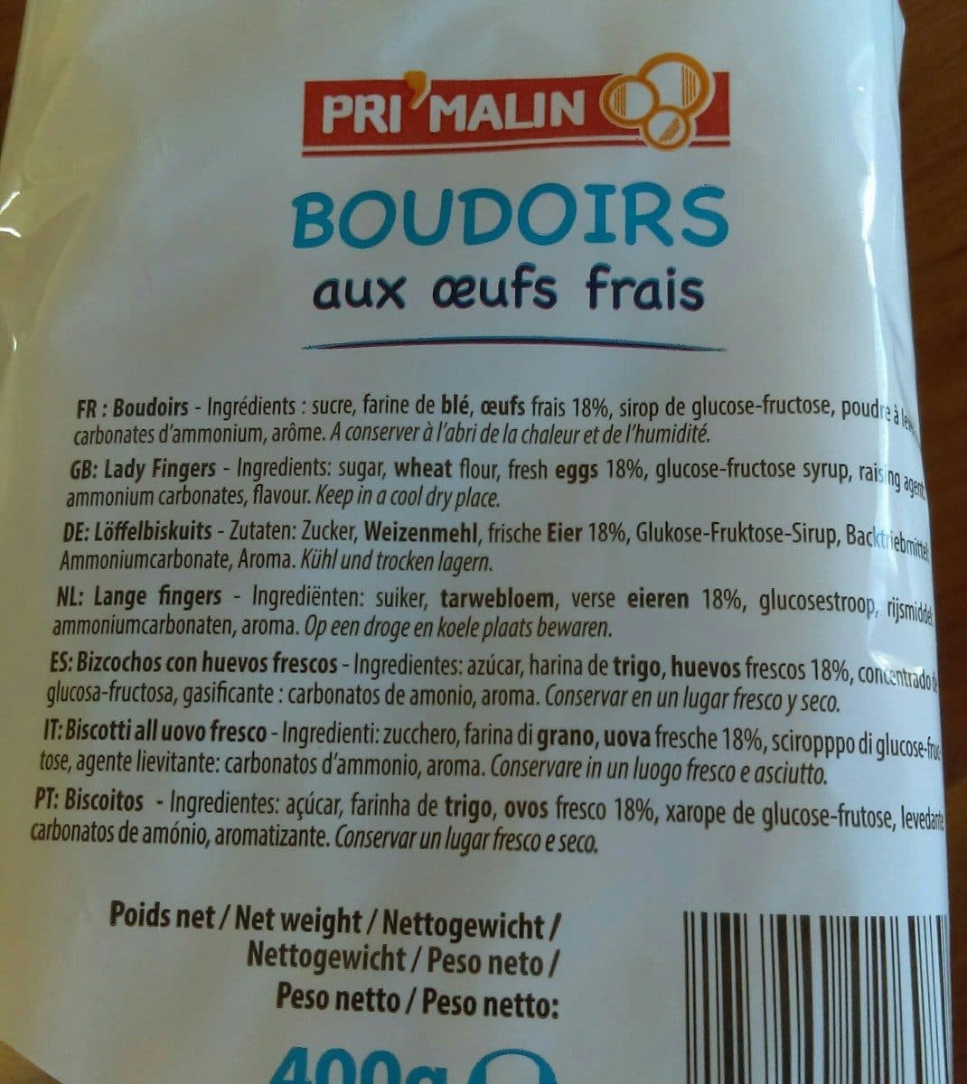 Pri'Malin Boudoirs aux oeufs frais packshot