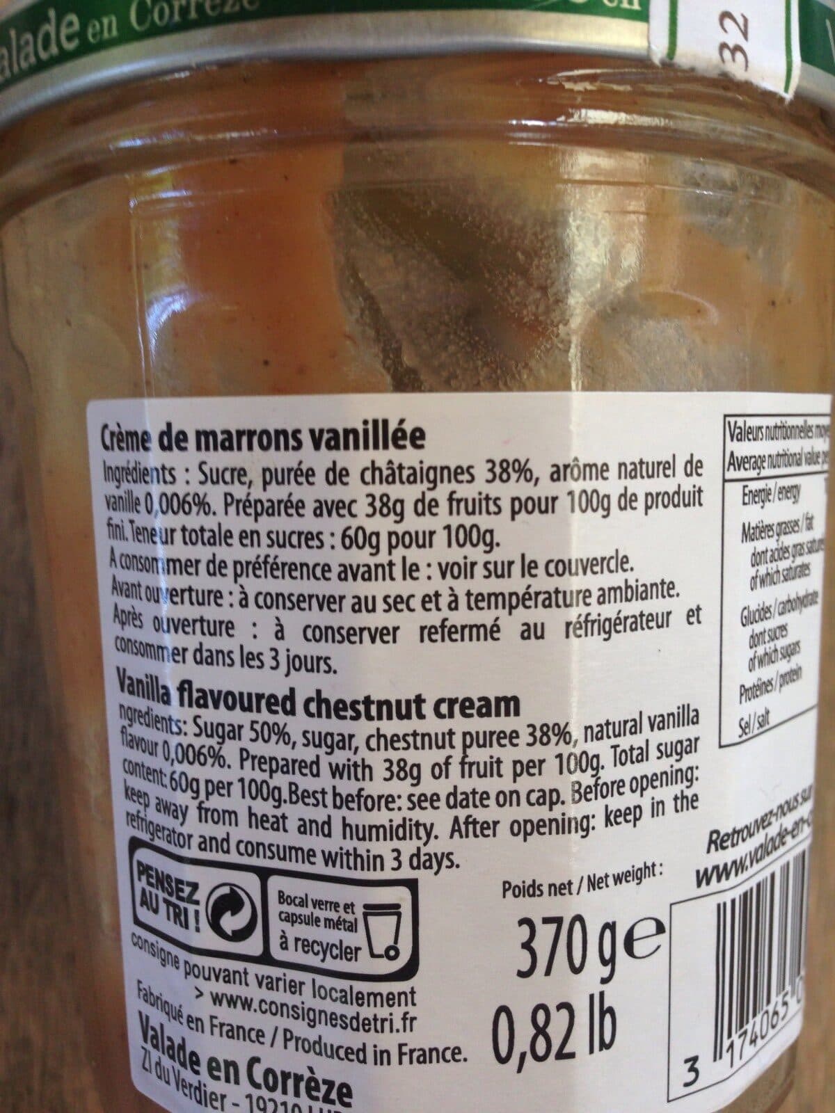 Open Food Facts Creme de marron vanillée packshot