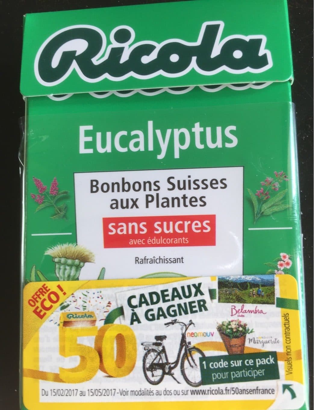 Ricola Ricola eucalyptus sans sucres 50g offre éco 50 ans packshot