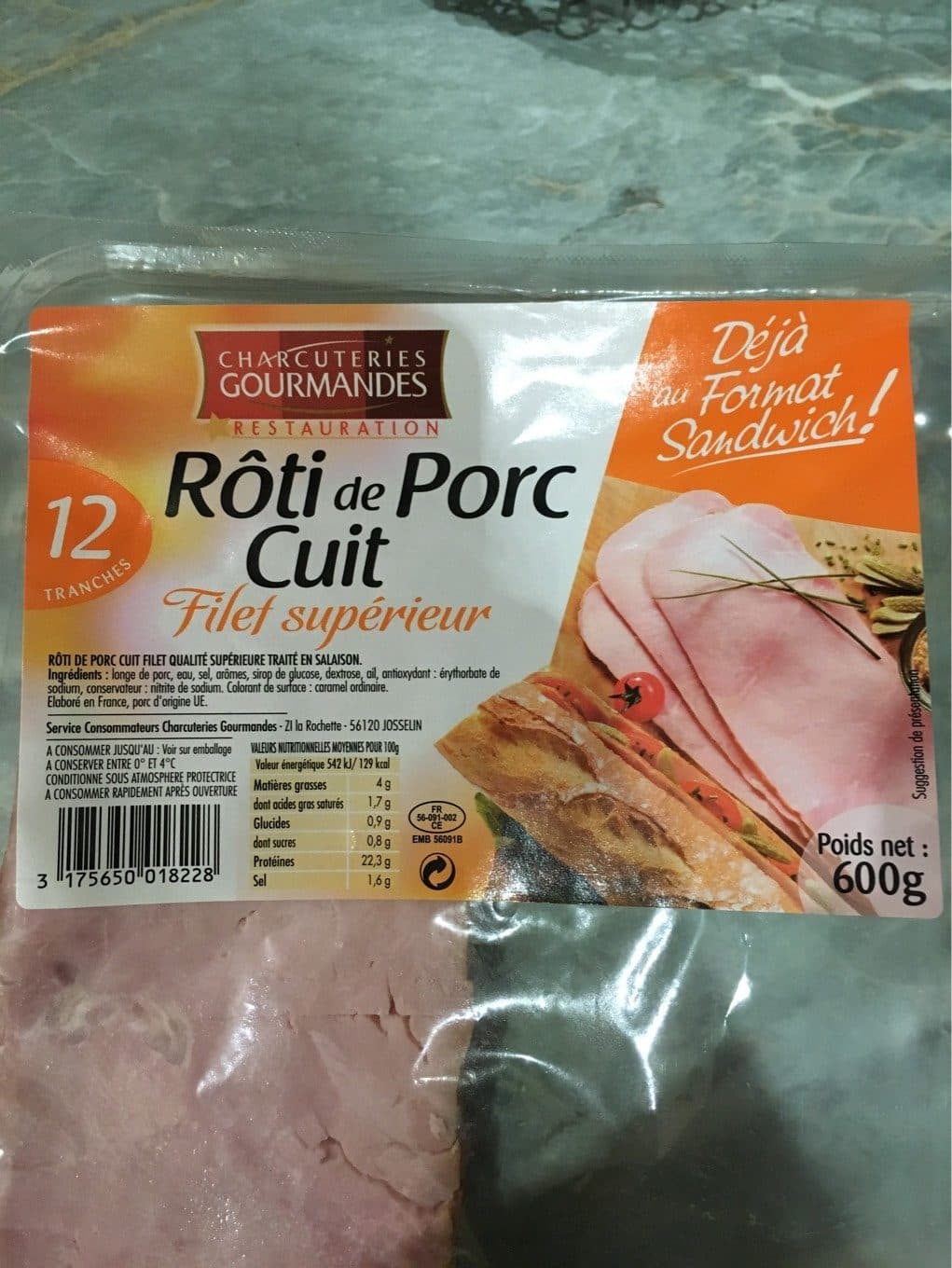 Charcuteries Gourmandes Rôti de porc cuit packshot