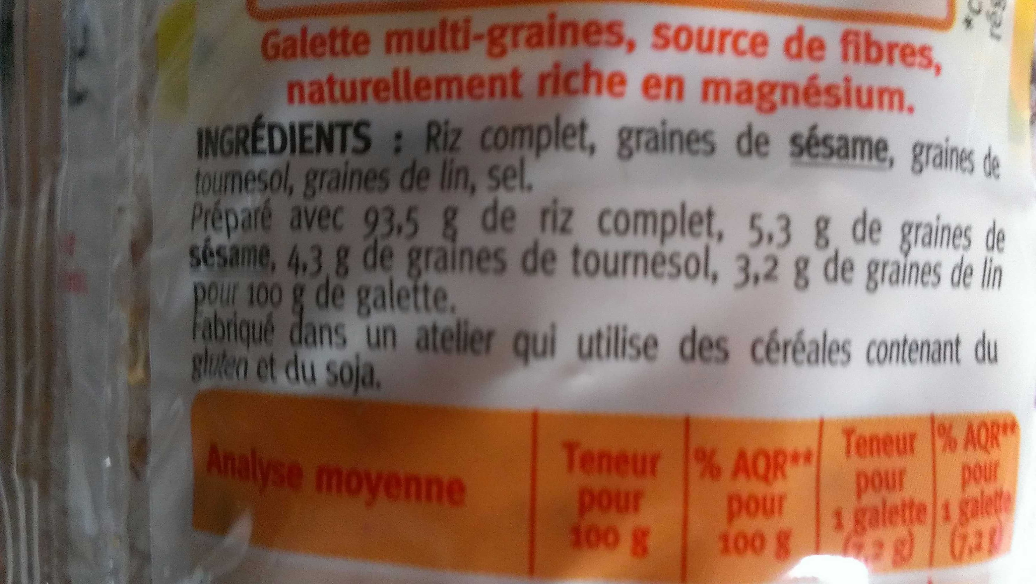 Gerblé Galette riz complet multi graines packshot