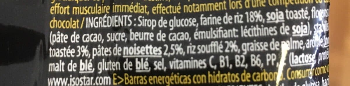 Isostar Cereal Max Energy Noisette Chocolat packshot
