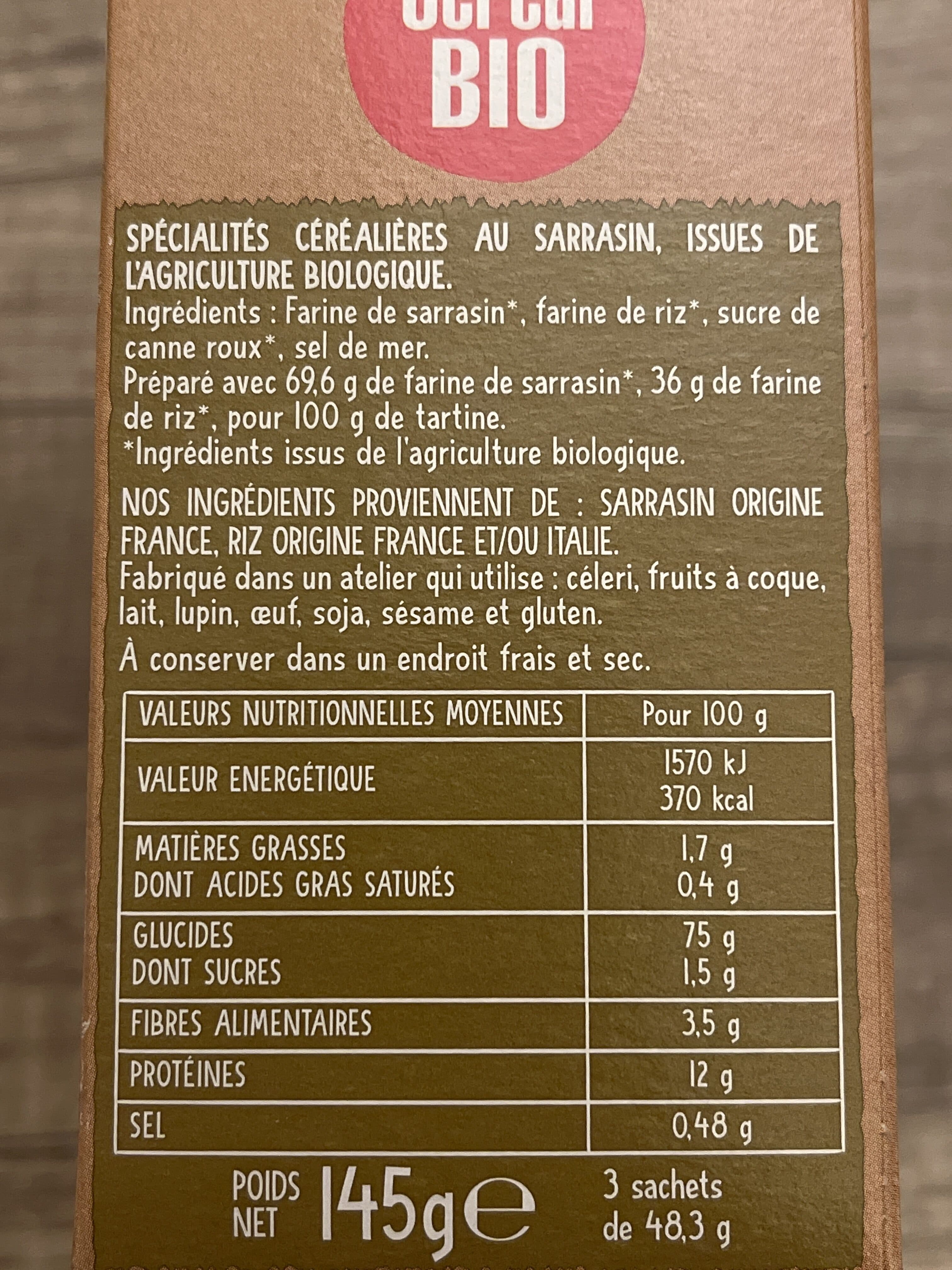 Céréal Bio Tartines craquantes sarrasin packshot