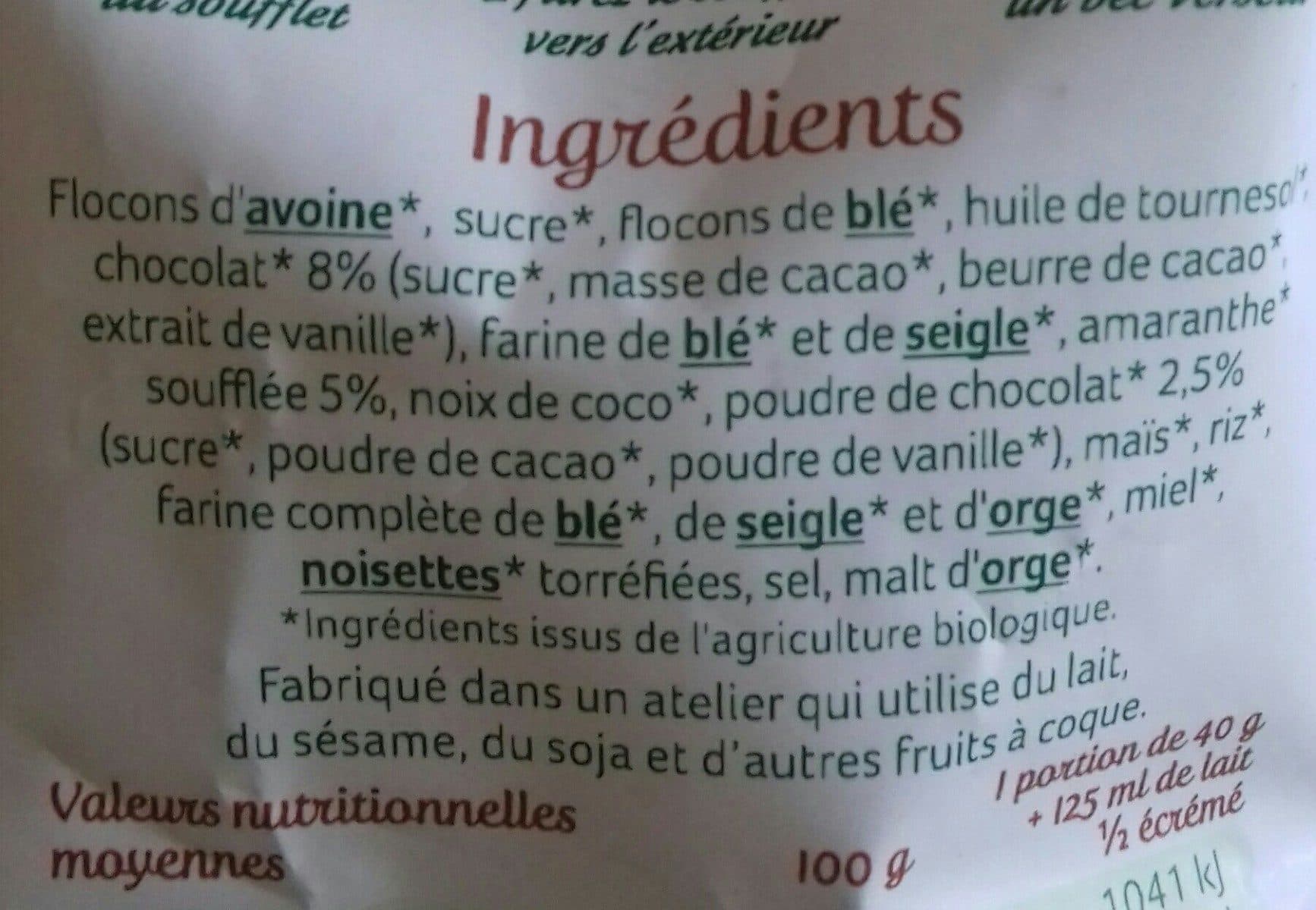 Céréal bio Céréales croustillantes amaranthe chocolat packshot