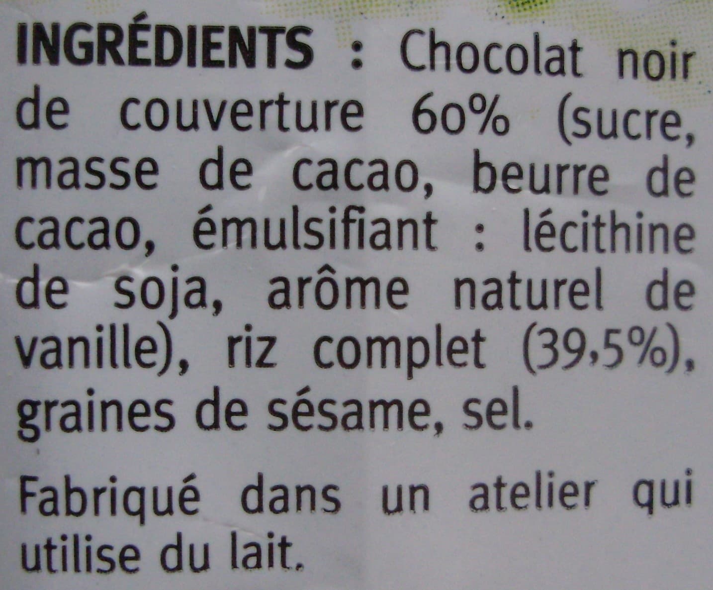 Gerblé Galette Riz Complet Chocolat Noir packshot