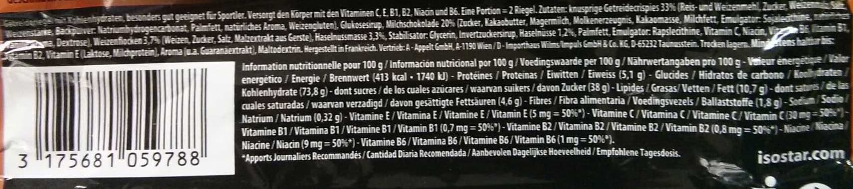 Isostar Pulse energy bar packshot