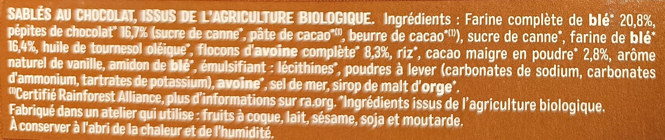 Céréal Bio Sablés bio chocolat noir intense packshot