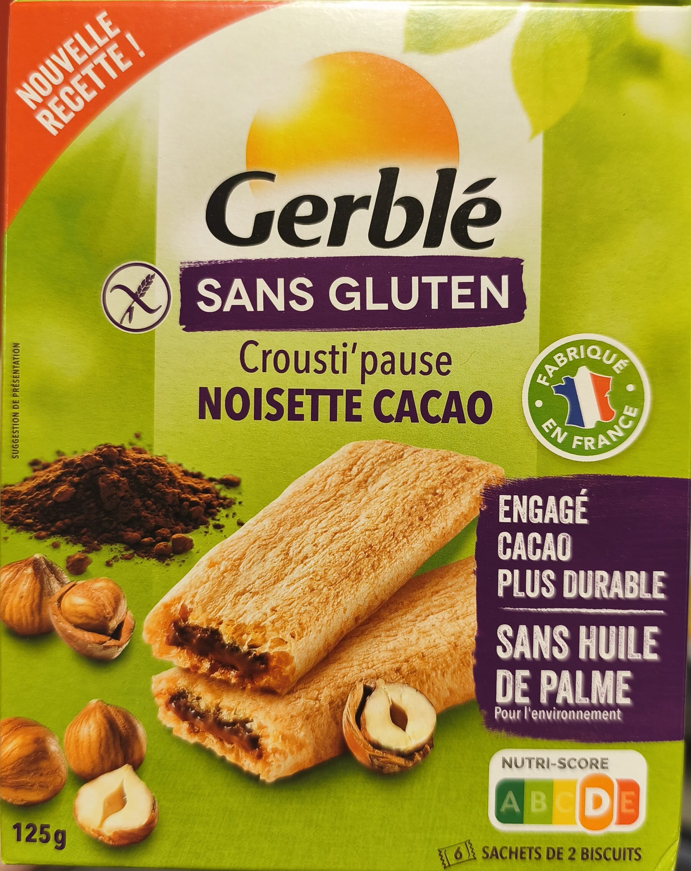 Gerblé Crousti'pause noisette cacao packshot