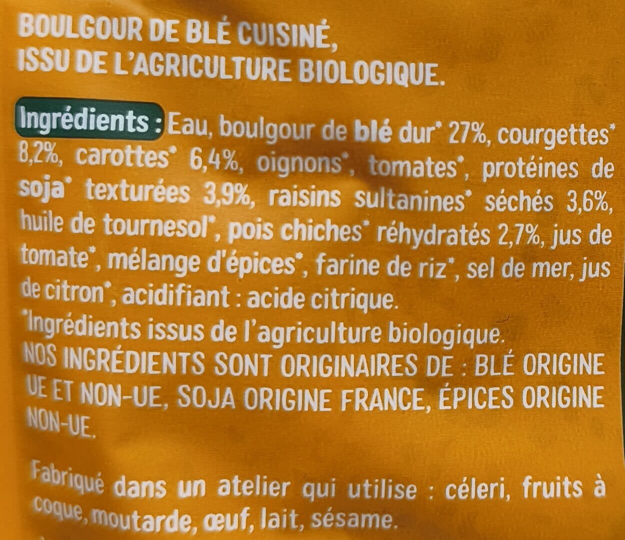 Céréal Bio Boulghour de blé à la Tunisienne au Raz-El-Hanout packshot