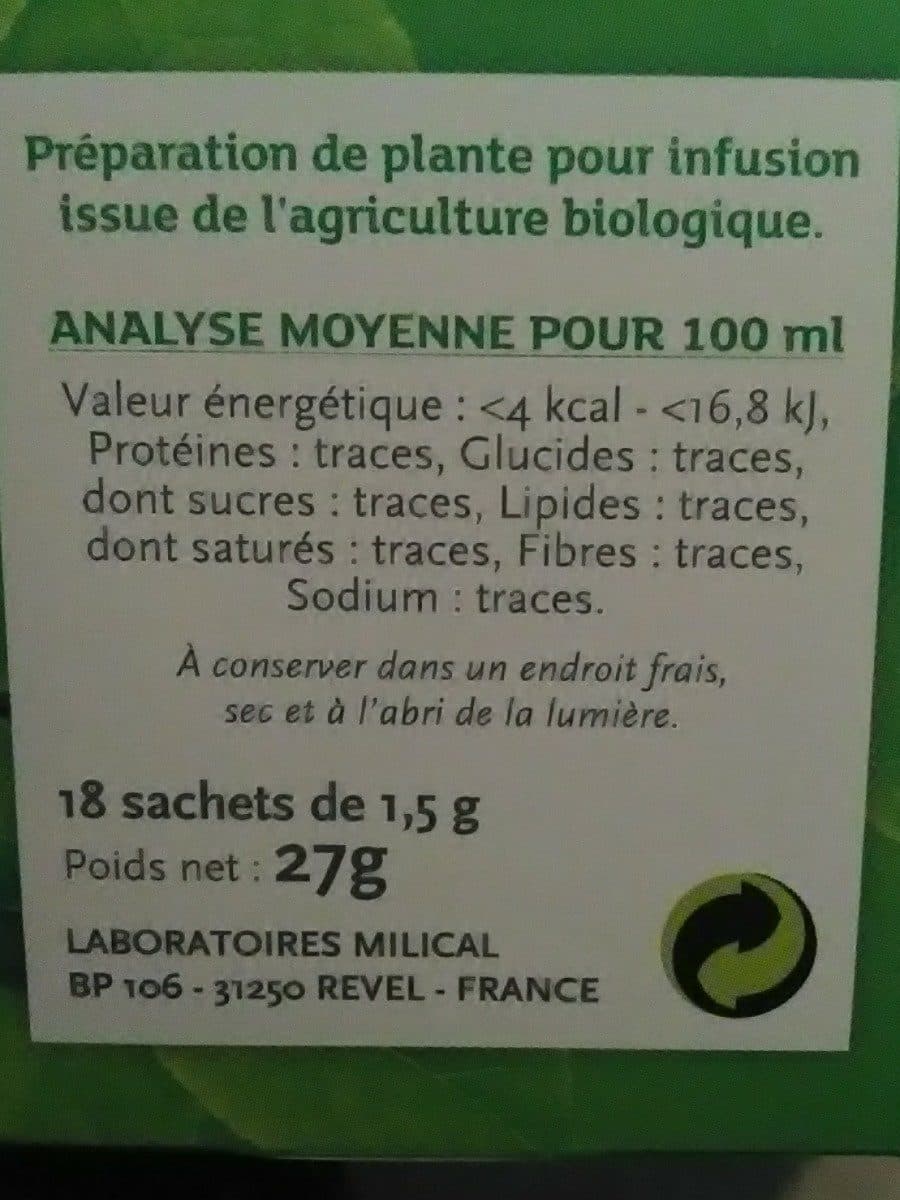 Milical Vitaflor Bio Thé Vert packshot