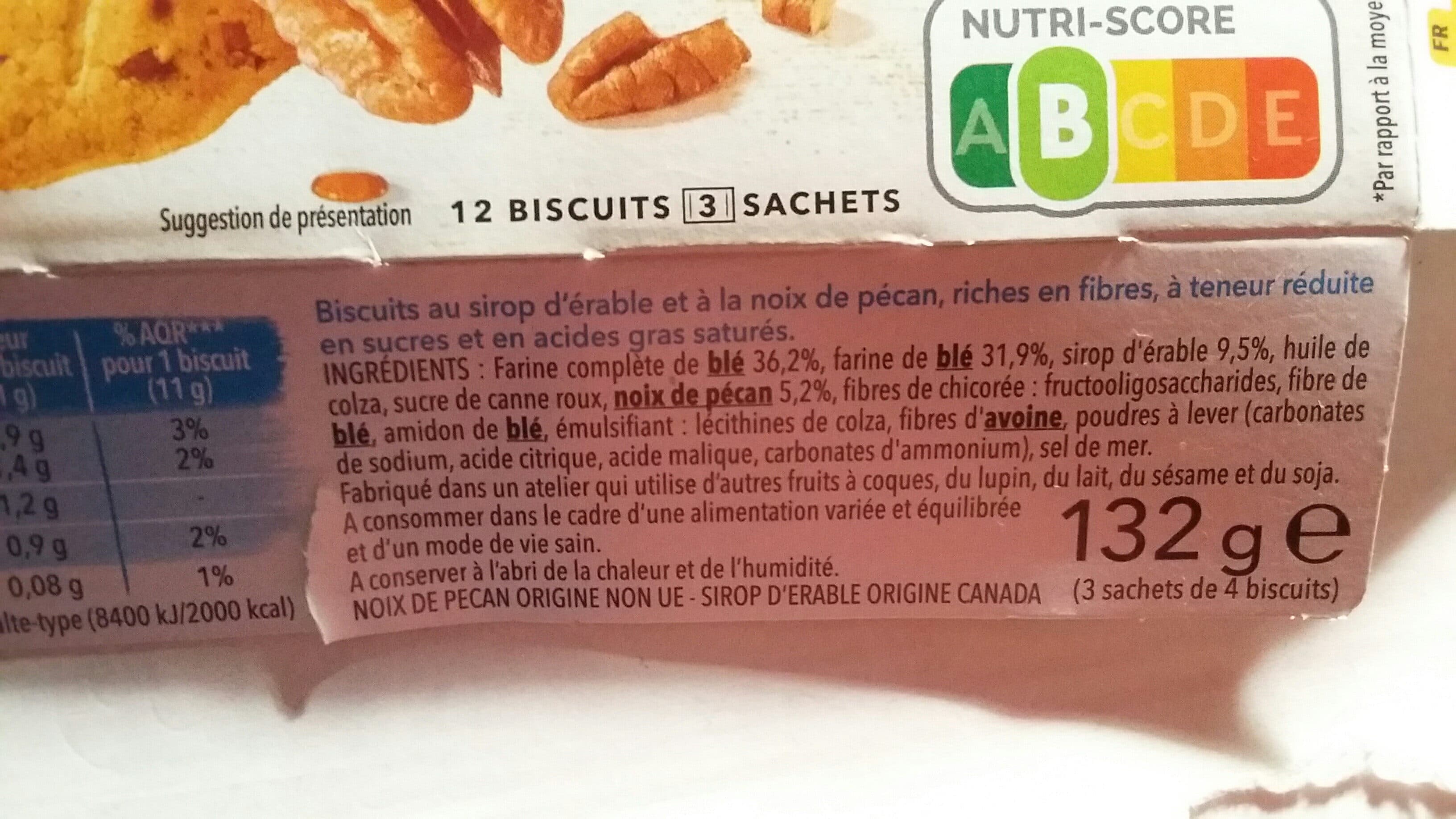 Gerblé Noix de pécan sirop d'érable packshot