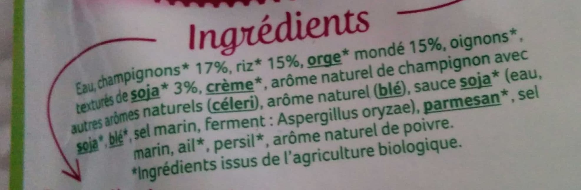 Céréal Bio Cuisiné Risotto orge et riz aux champignons packshot