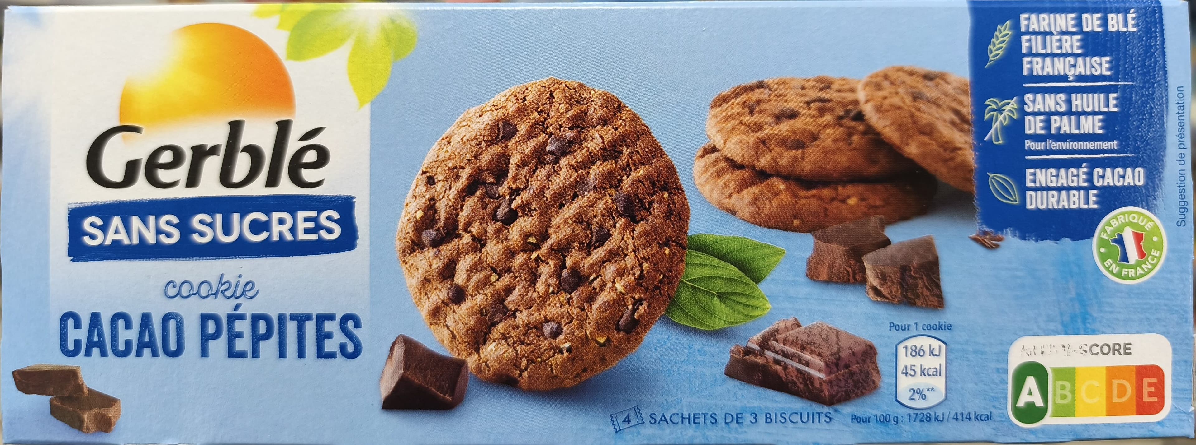 Gerblé Cookie cacao pépites Sans Sucre packshot