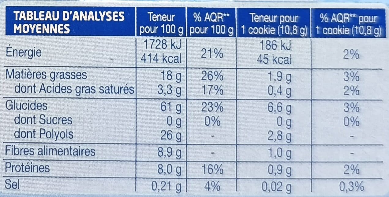 Gerblé Cookie cacao pépites Sans Sucre packshot