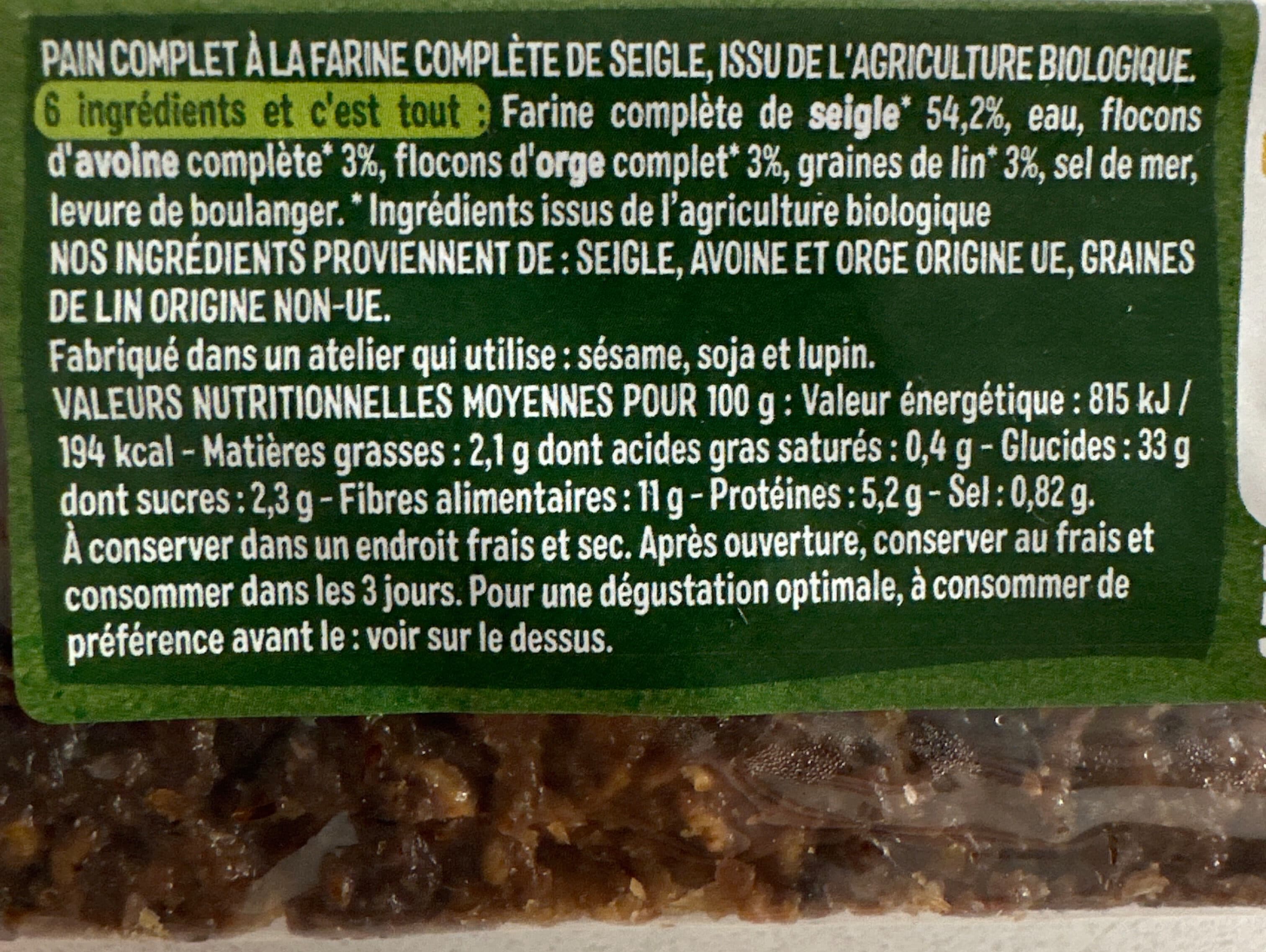 Céréal Bio Les Pains complets - Seigle aux graines de lin packshot