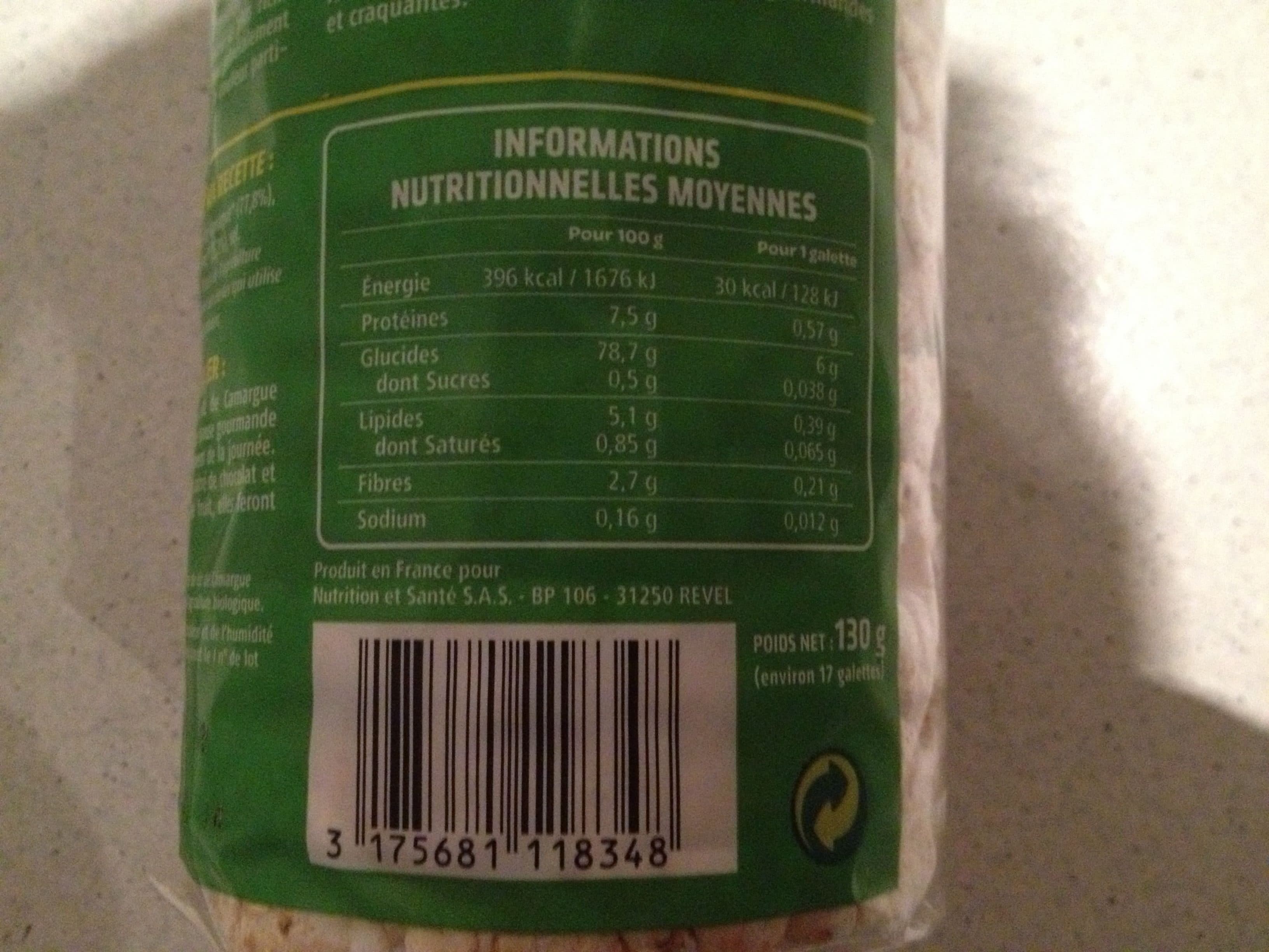Cereal bio Galettes Riz complet de Camargue au sésame packshot