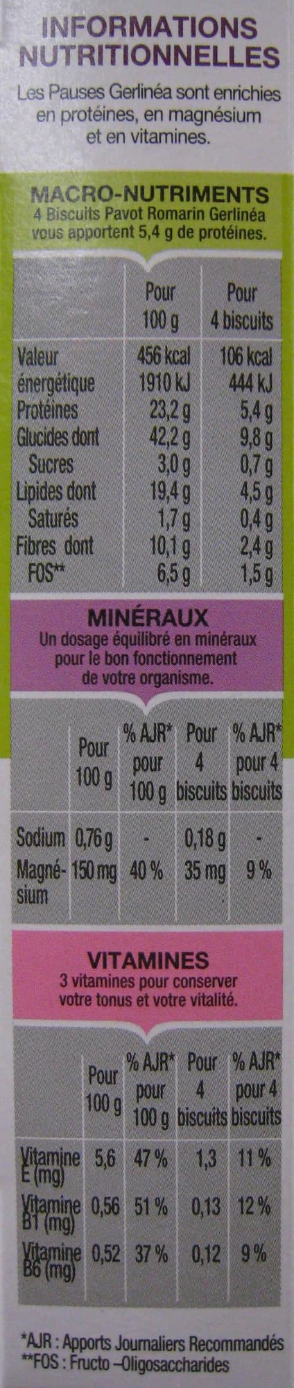 Gerlinéa Biscuits pavot saveur romarin Gerlinéa packshot