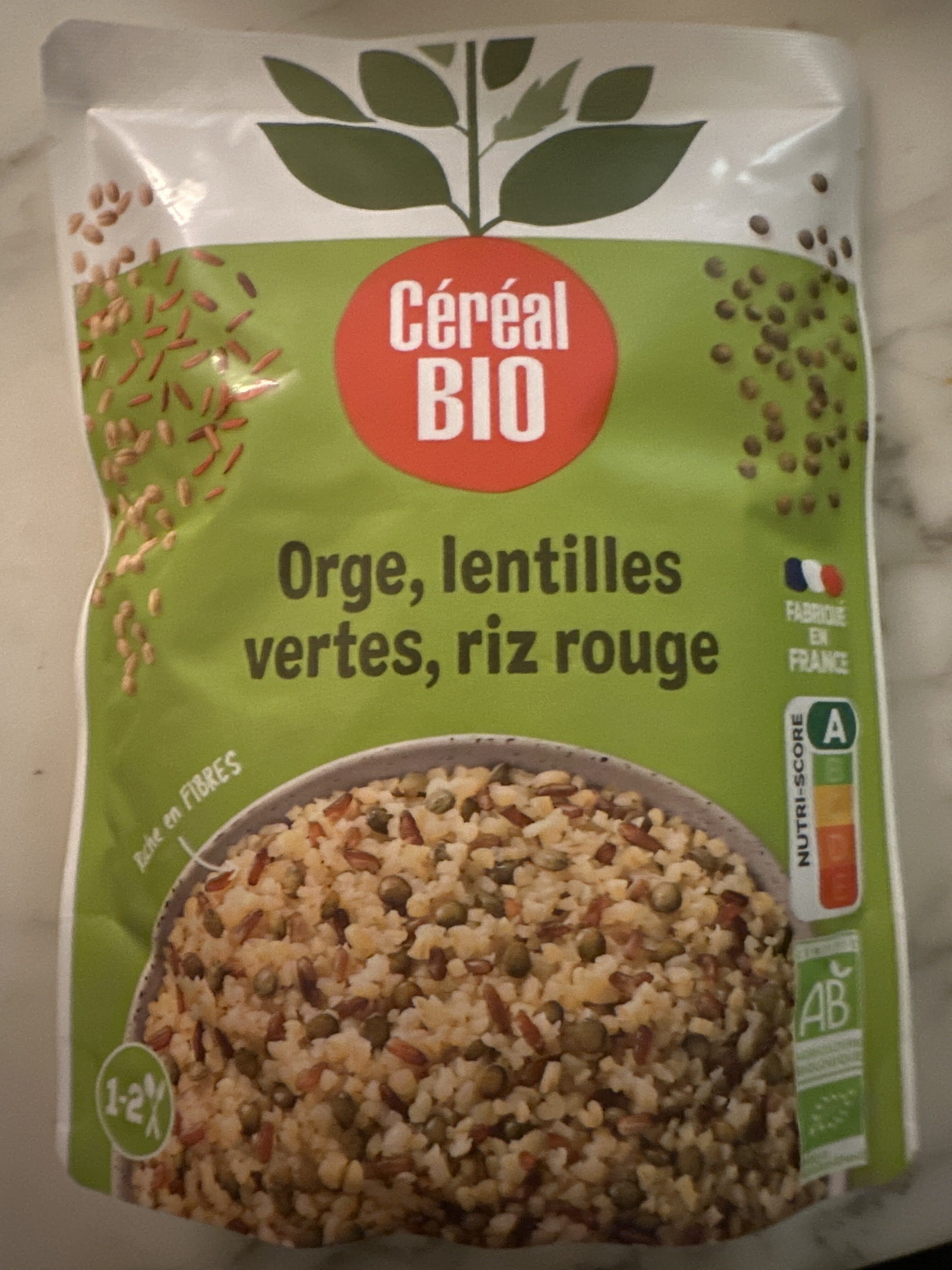 Céréal Bio Orge, lentilles vertes, riz rouge au naturel packshot