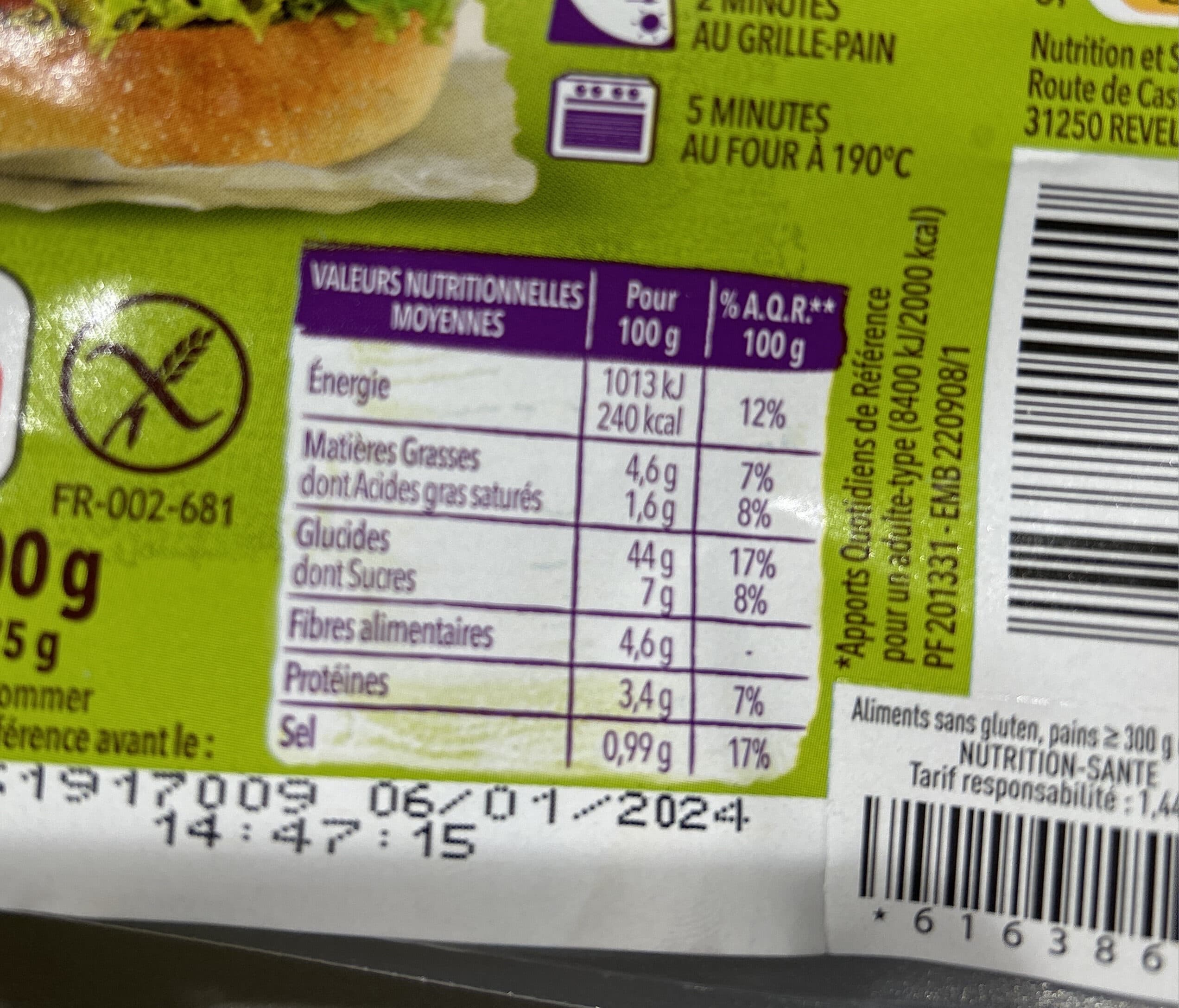 Gerblé Pain burger Gerblé sans gluten packshot