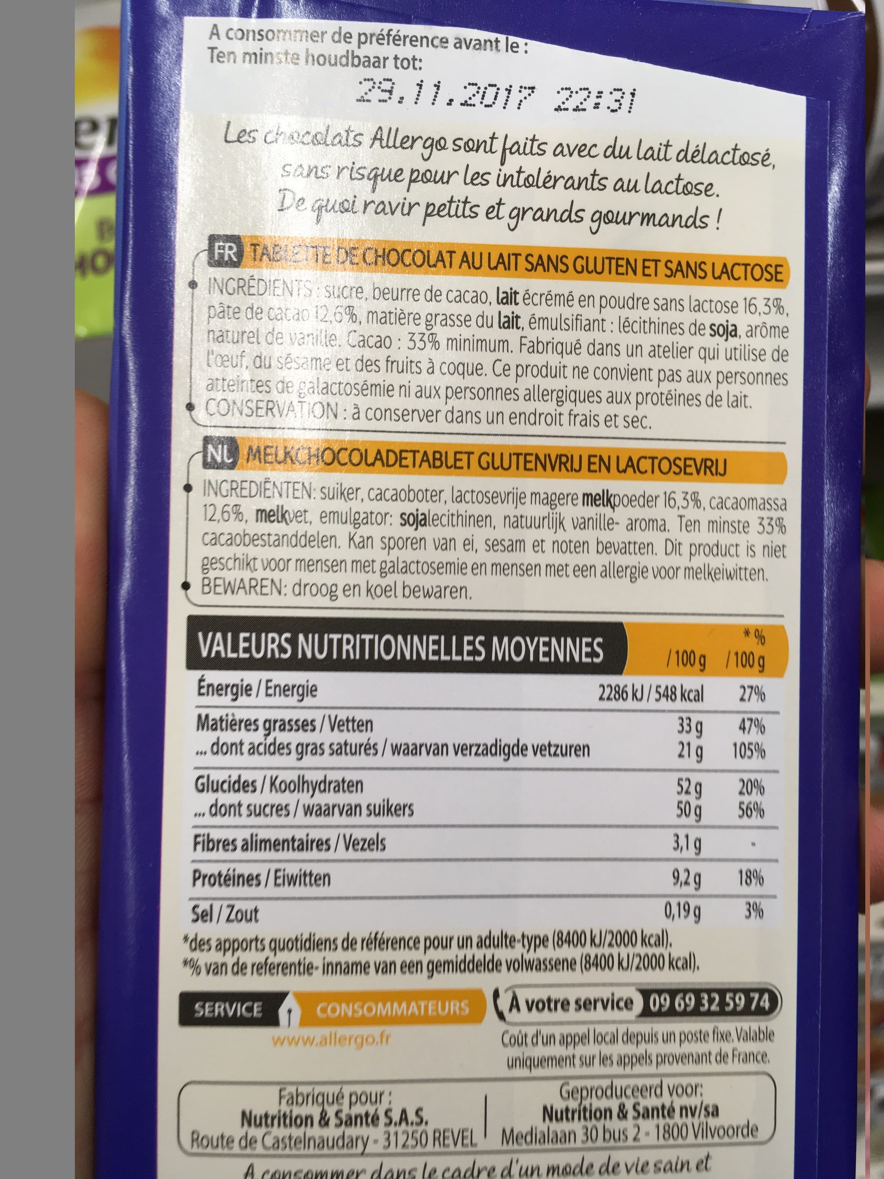 Allergo Chocolat au Lait packshot