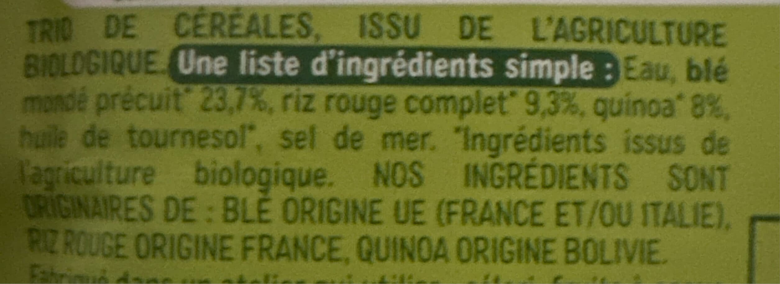 Céréal Bio Blé, riz rouge, quinoa packshot