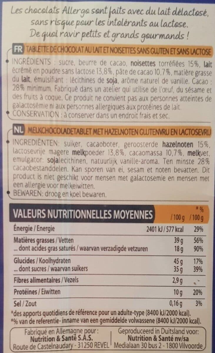 Allergo Choco Lait Noisette packshot