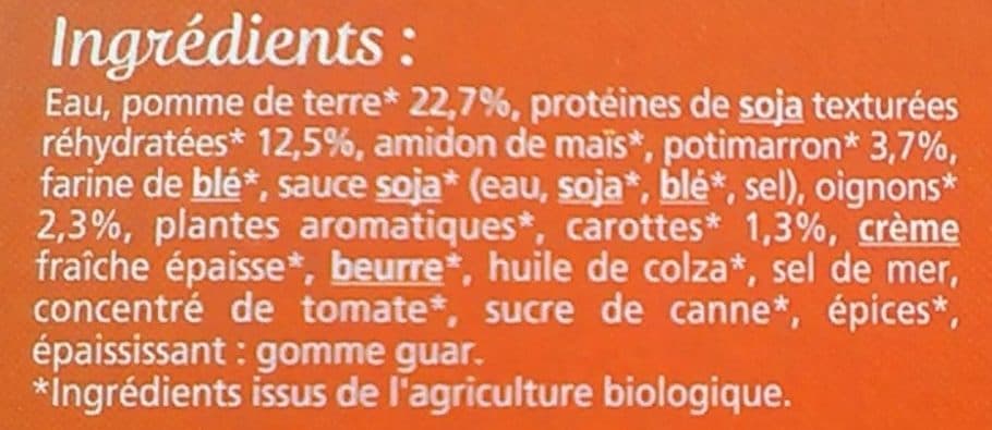 Céréal Bio Parmentier Onctueux Soja Et Potimarron packshot