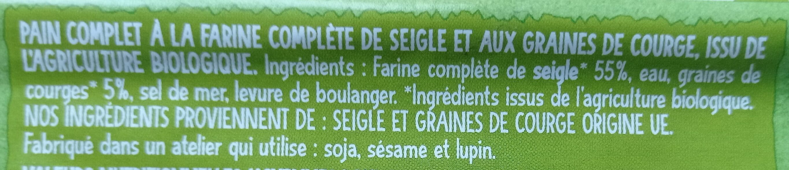 Céréal bio Pain complet de seigle aux graines de courges packshot