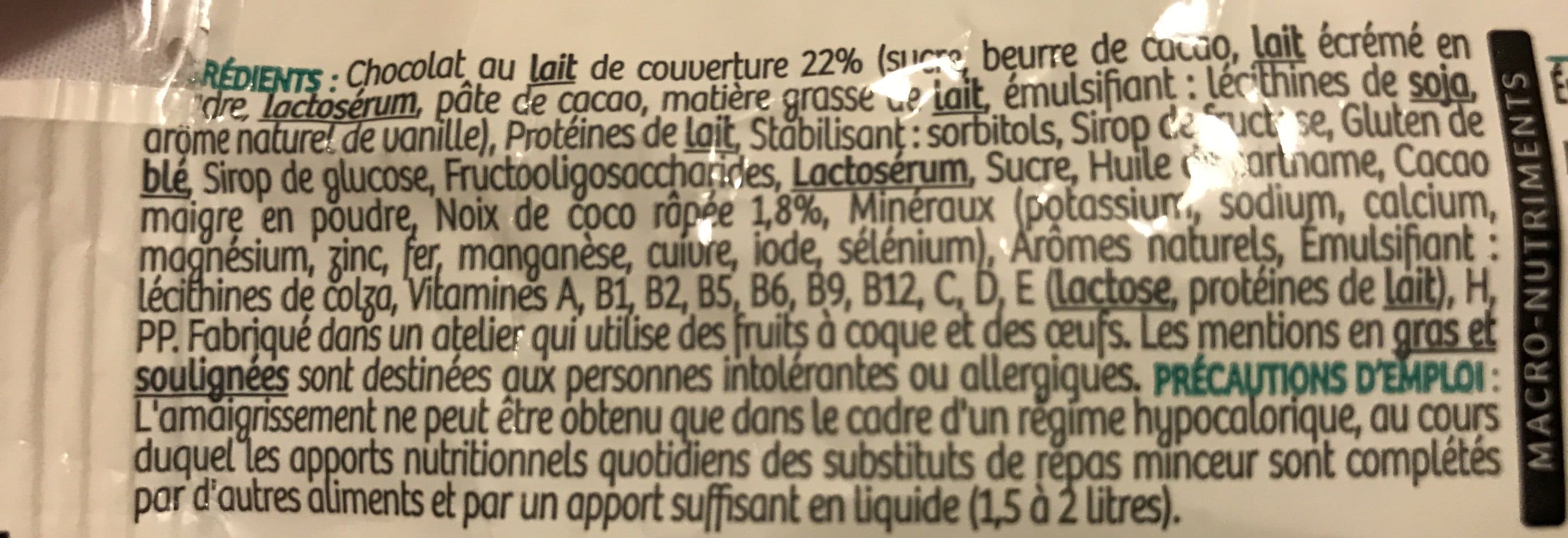 Milical Barre Minceur Saveur Chocolat Coco packshot
