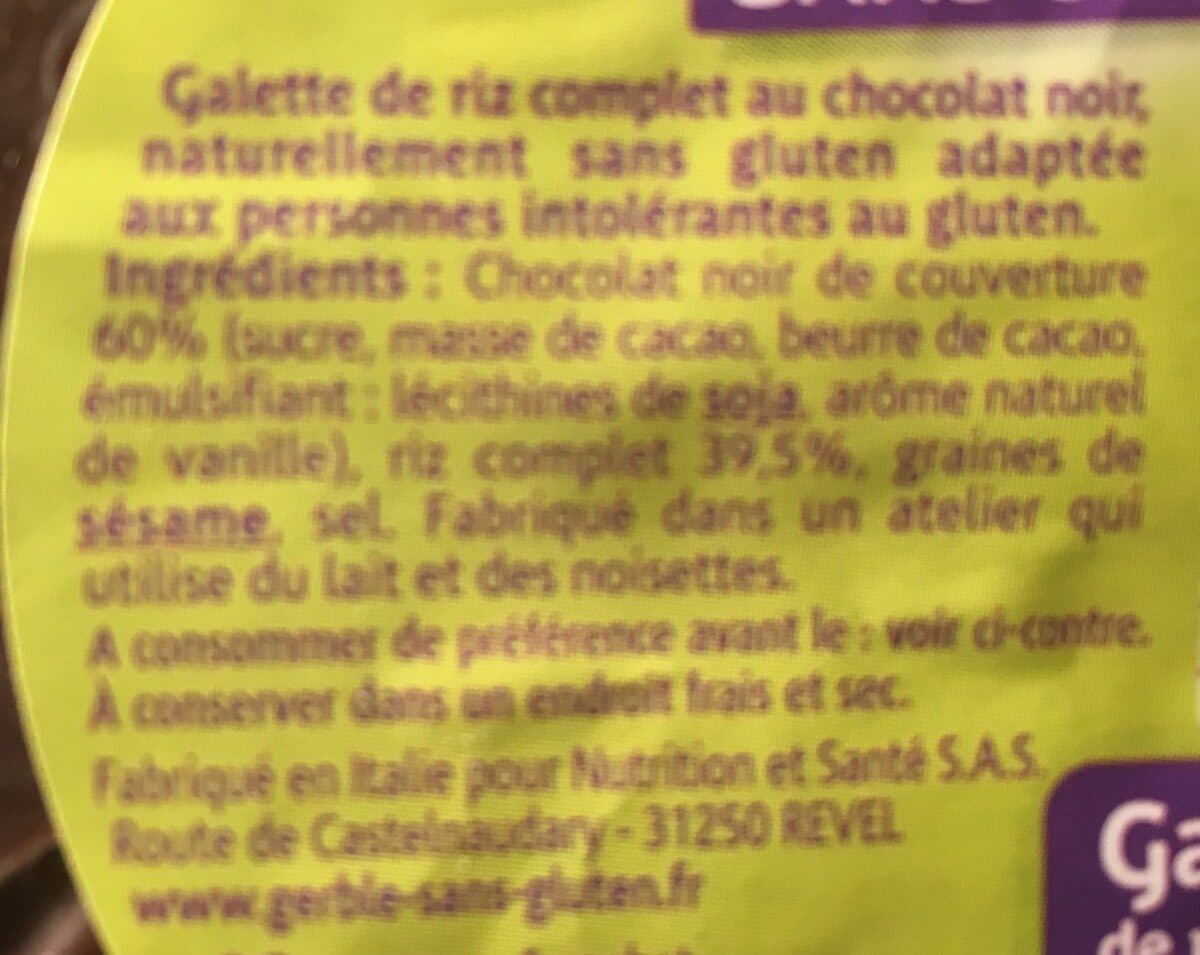 Gerblé Galettes de riz complet chocolat noir packshot