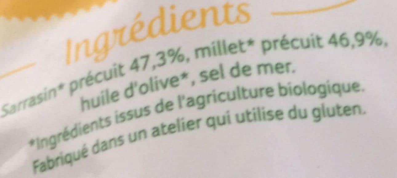 Céréal bio Sarrasin millet au naturel packshot