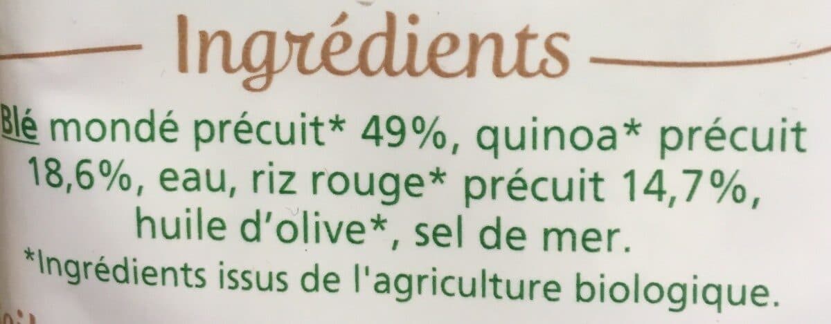 Céréal Bio Trio de Céréales Blé, Riz Rouge, Quinoa packshot