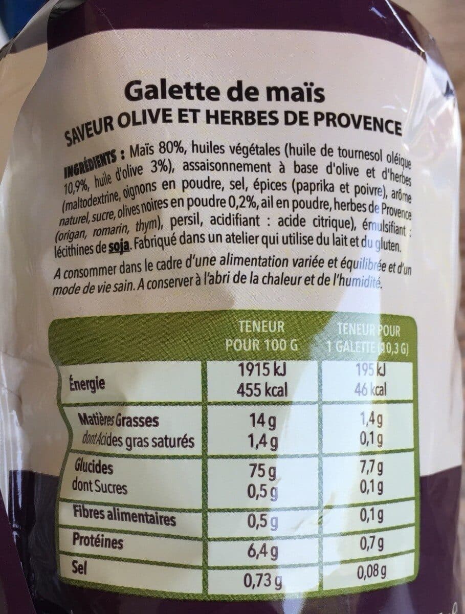 Gerblé Galette maïs saveur olive et herbes de provence packshot
