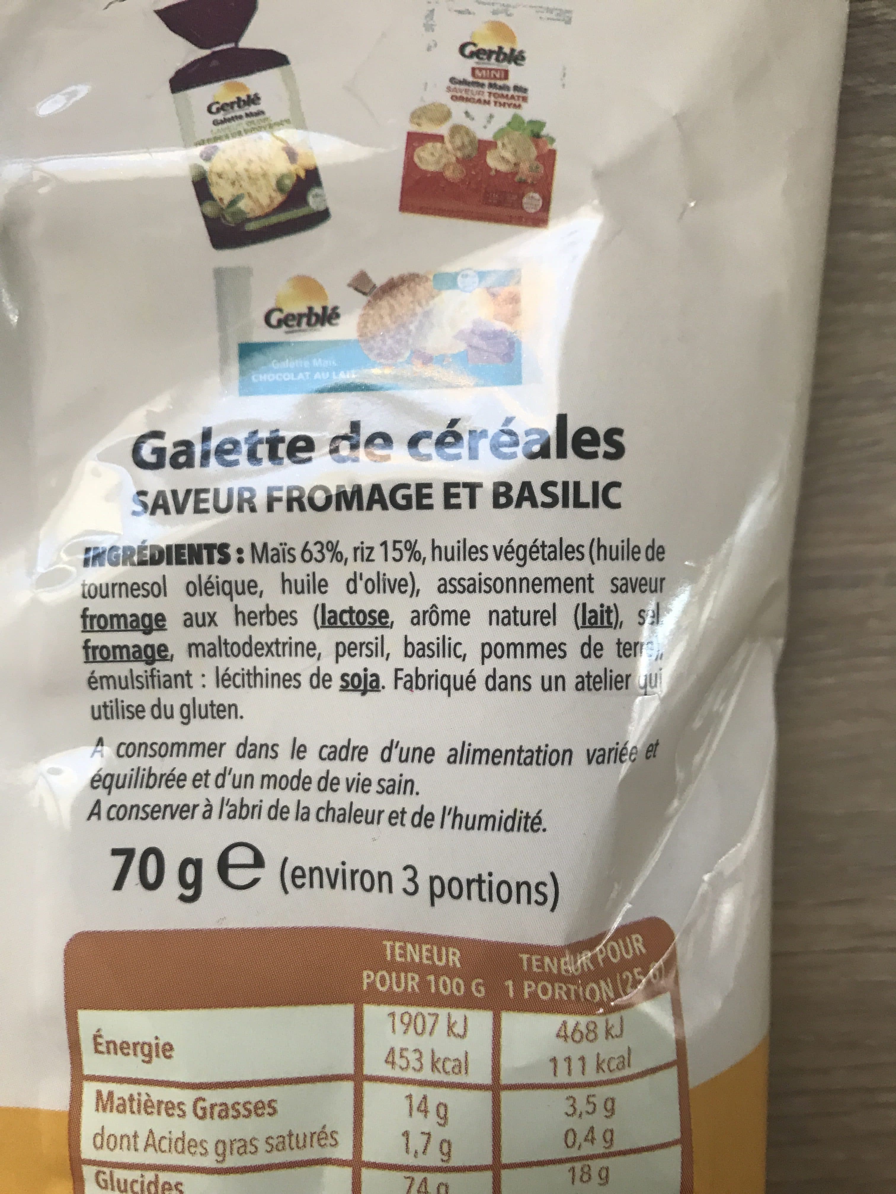Gerblé Mini Galette Maïs Riz Saveur Fromage Basilic packshot