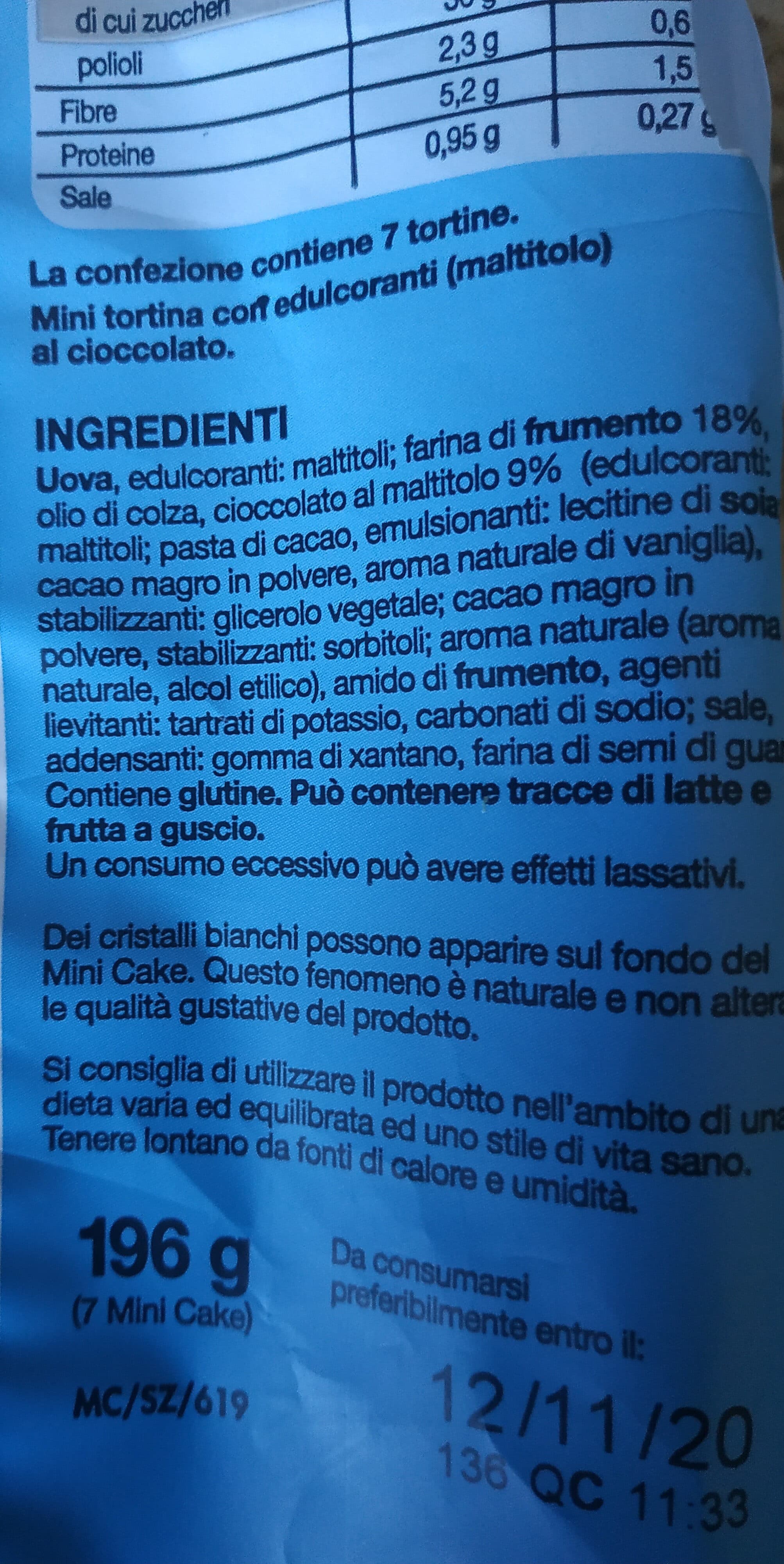 Céréal Senza zuccheri mini cake al cioccolato packshot