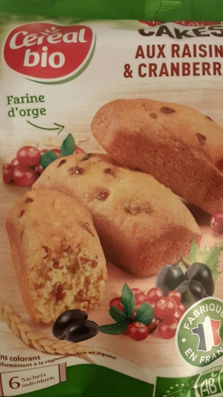 CEREAL BIO Cakes aux raisins et cranberries packshot