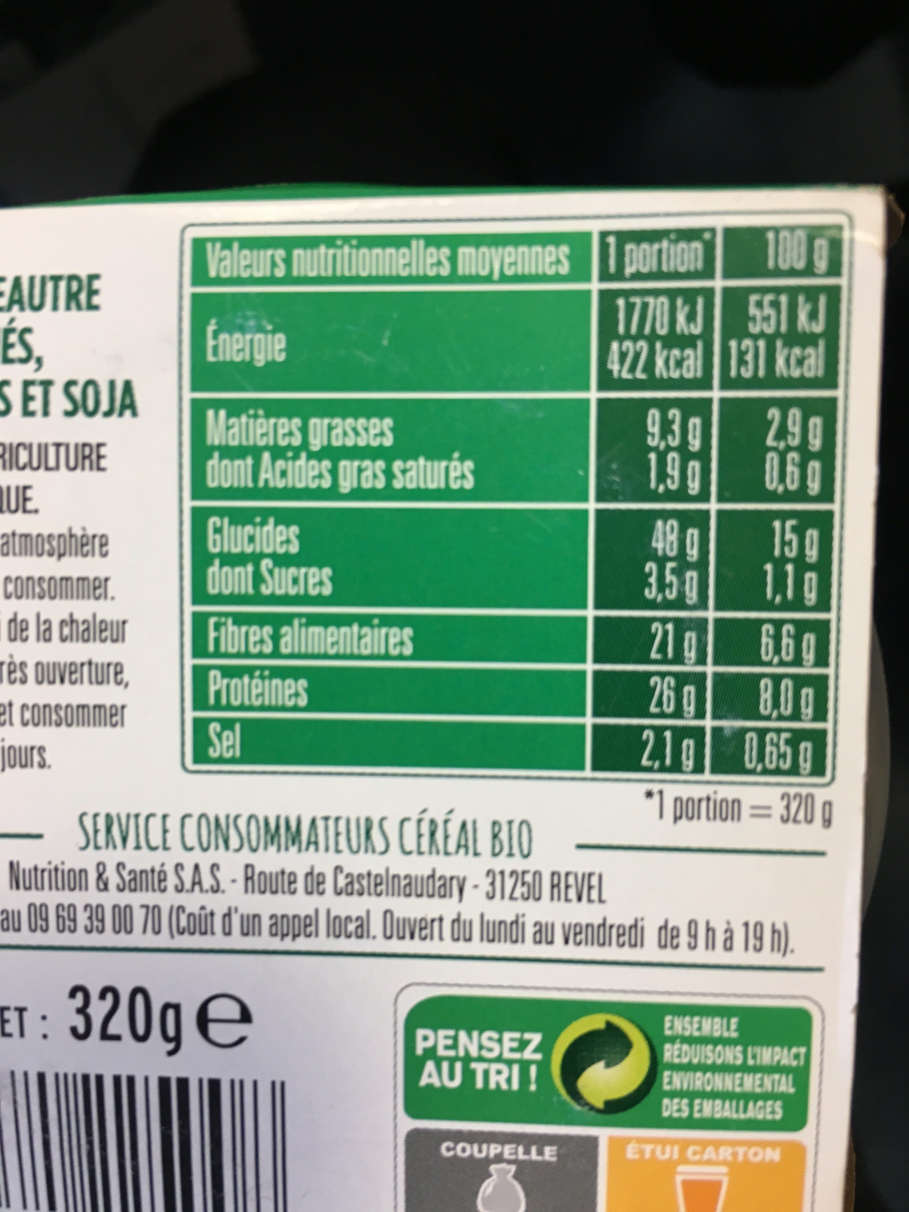 Céréal Bio Plat veggie et complet packshot