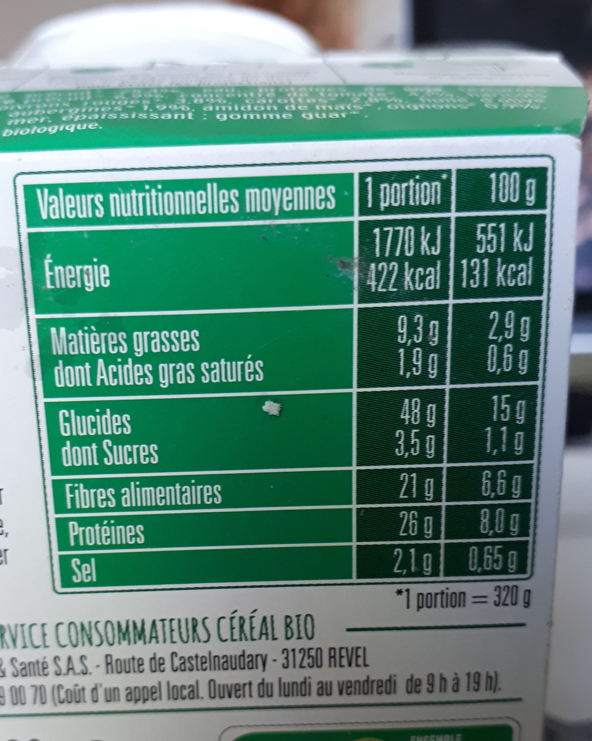 Céréal Bio Plat veggie et complet packshot