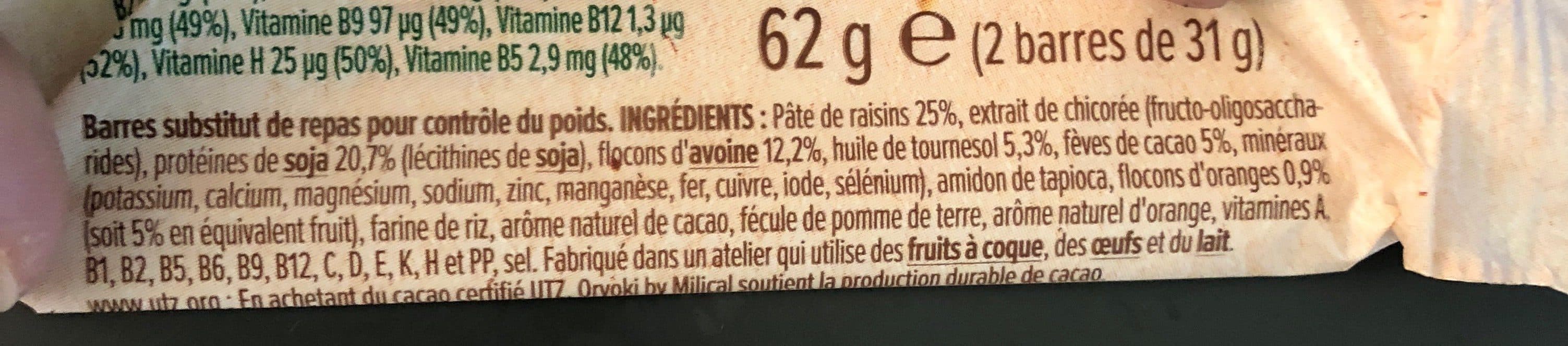 Oryoki Milical Oryoki - Veggie Barres Orange et Cacao packshot