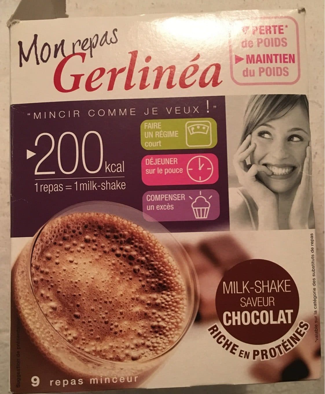 Gerlinéa Milk-shake Chocolat, Riches En Protéines, Repas Minceur, Les 9 Milk-shakes De 30 Grammes, Marque Gerlinéa packshot