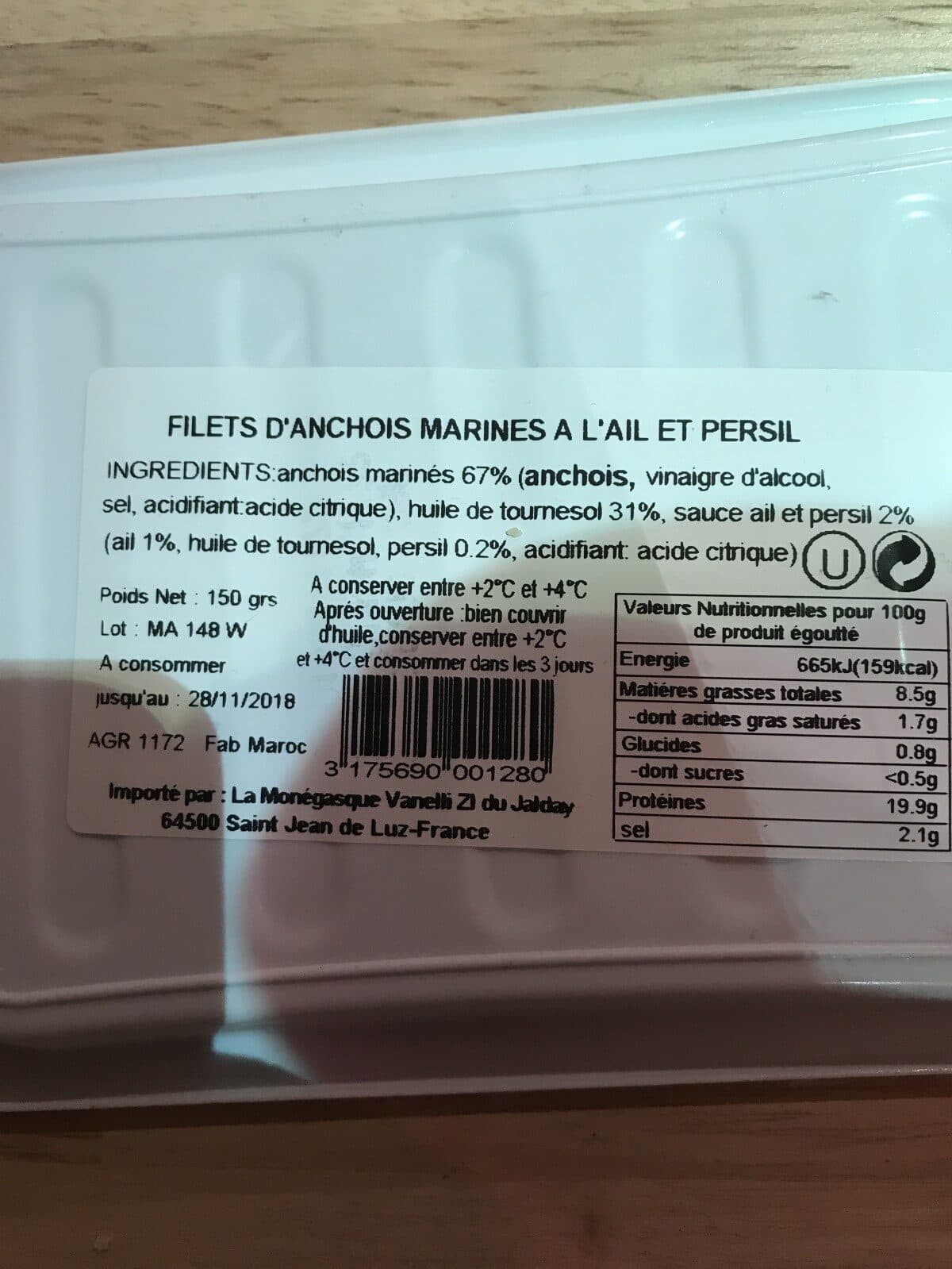 La Monégasque Filets d'anchois marinés ail et persil packshot
