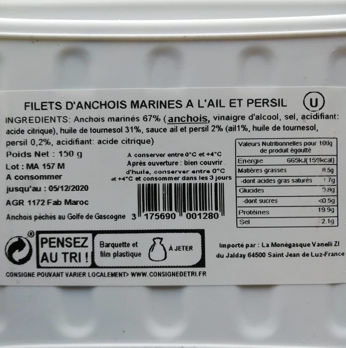 La Monégasque Filets d'anchois marinés ail et persil packshot
