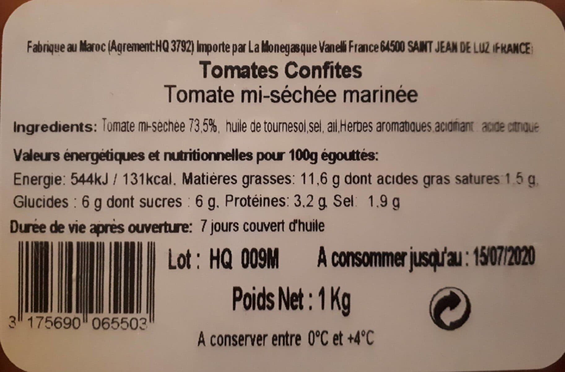 Open Food Facts Tomates Confites packshot
