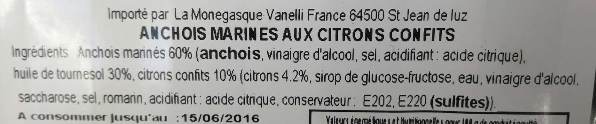 La Monégasque Anchois marinés aux citrons confits packshot