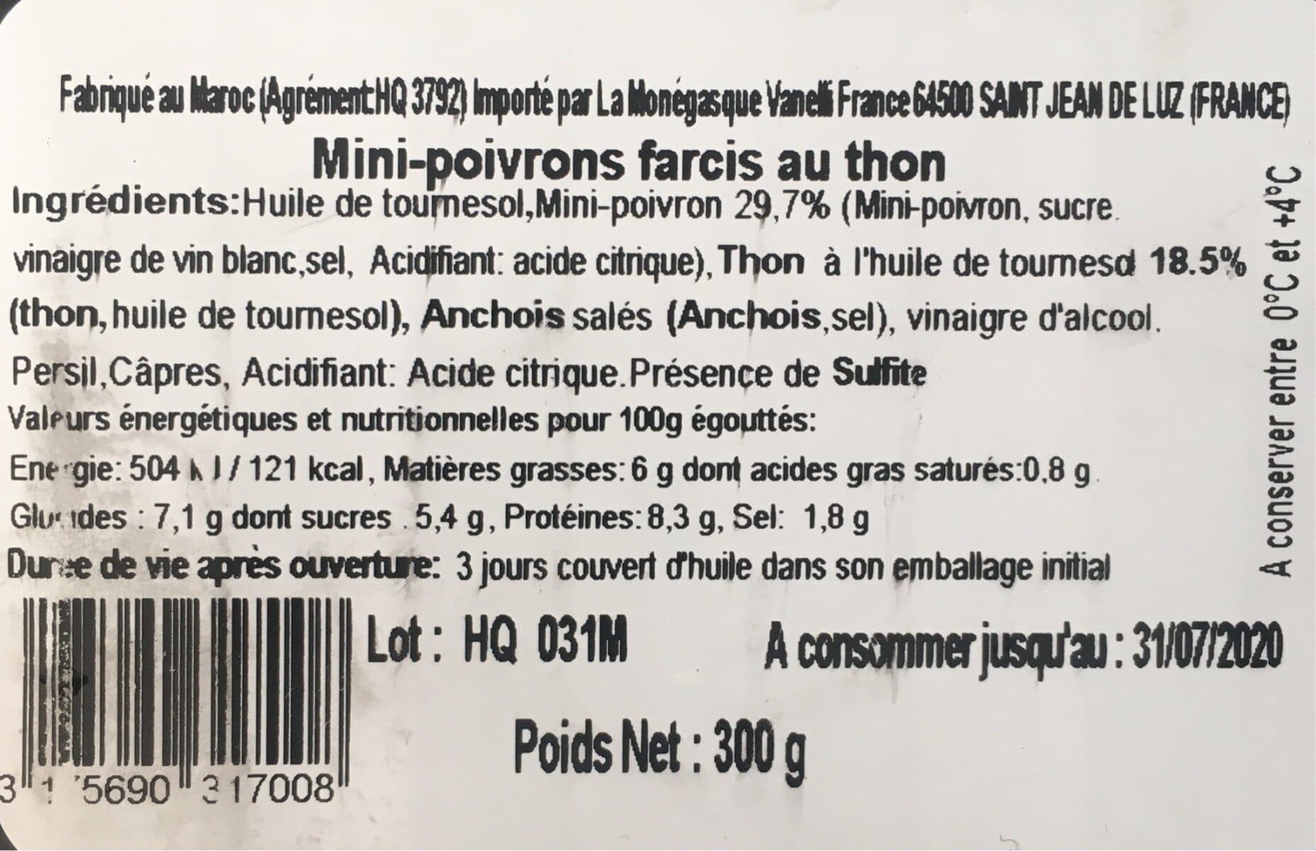 La monegasque Mini poivrons farçis au thon packshot