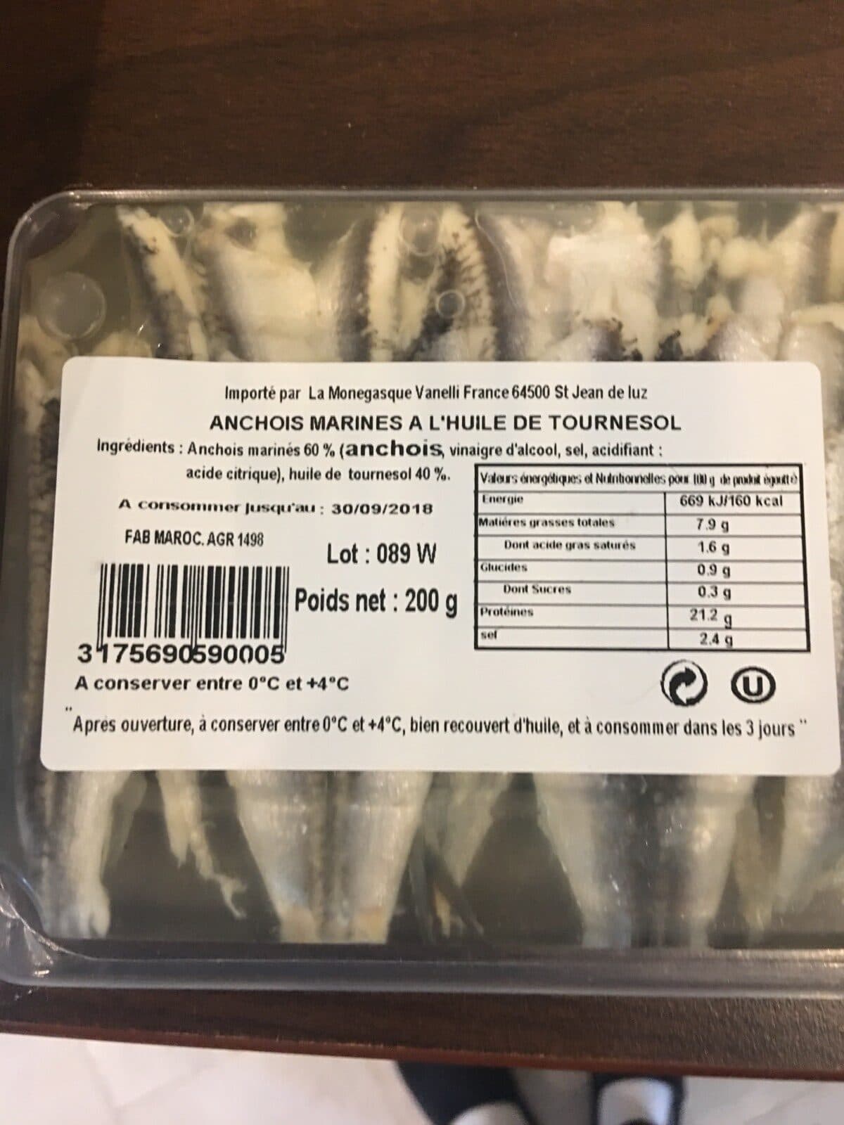 SANS MARQUE Anchois marinés à l'huile de tournesol packshot