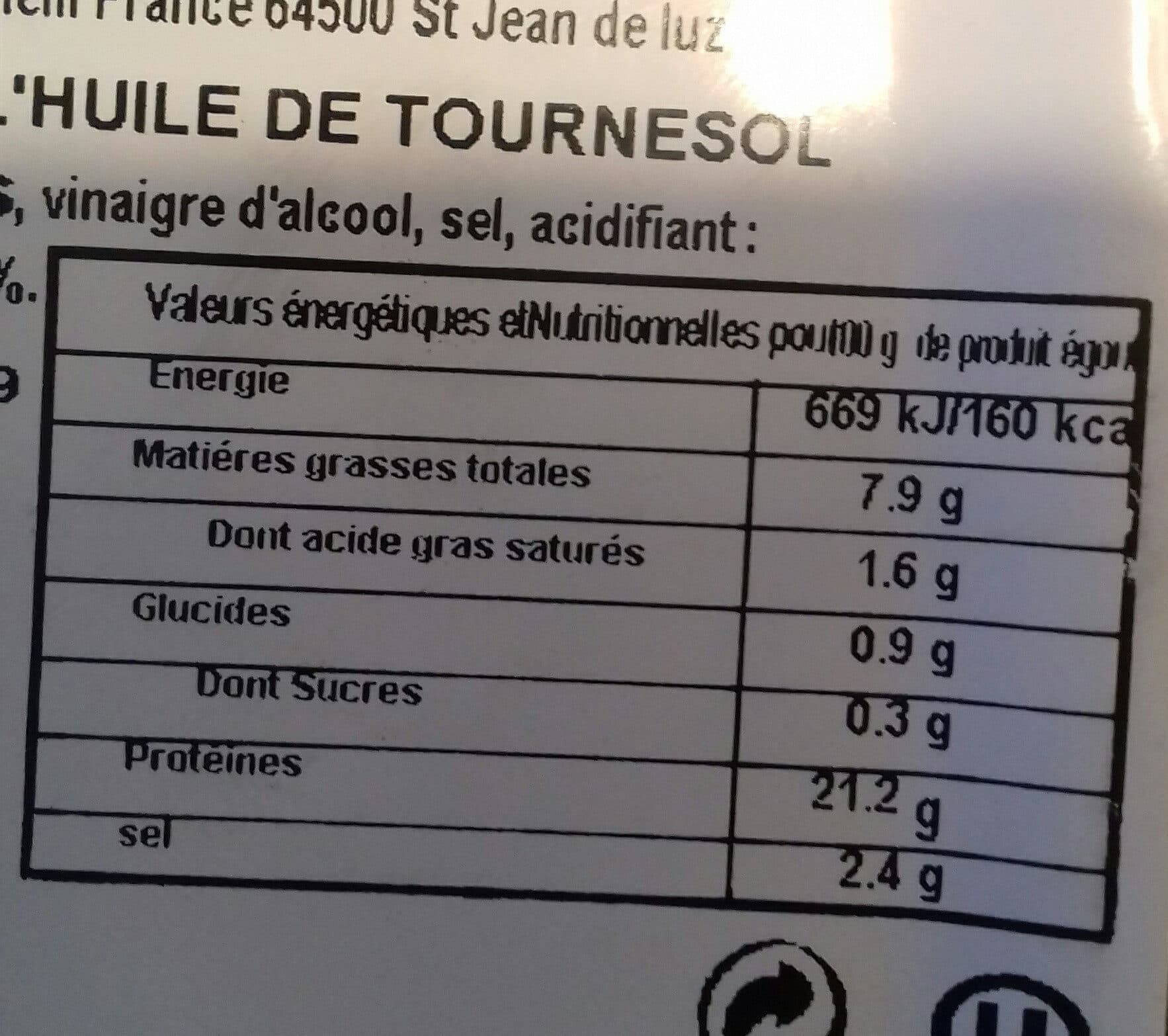 SANS MARQUE Anchois marinés à l'huile de tournesol packshot