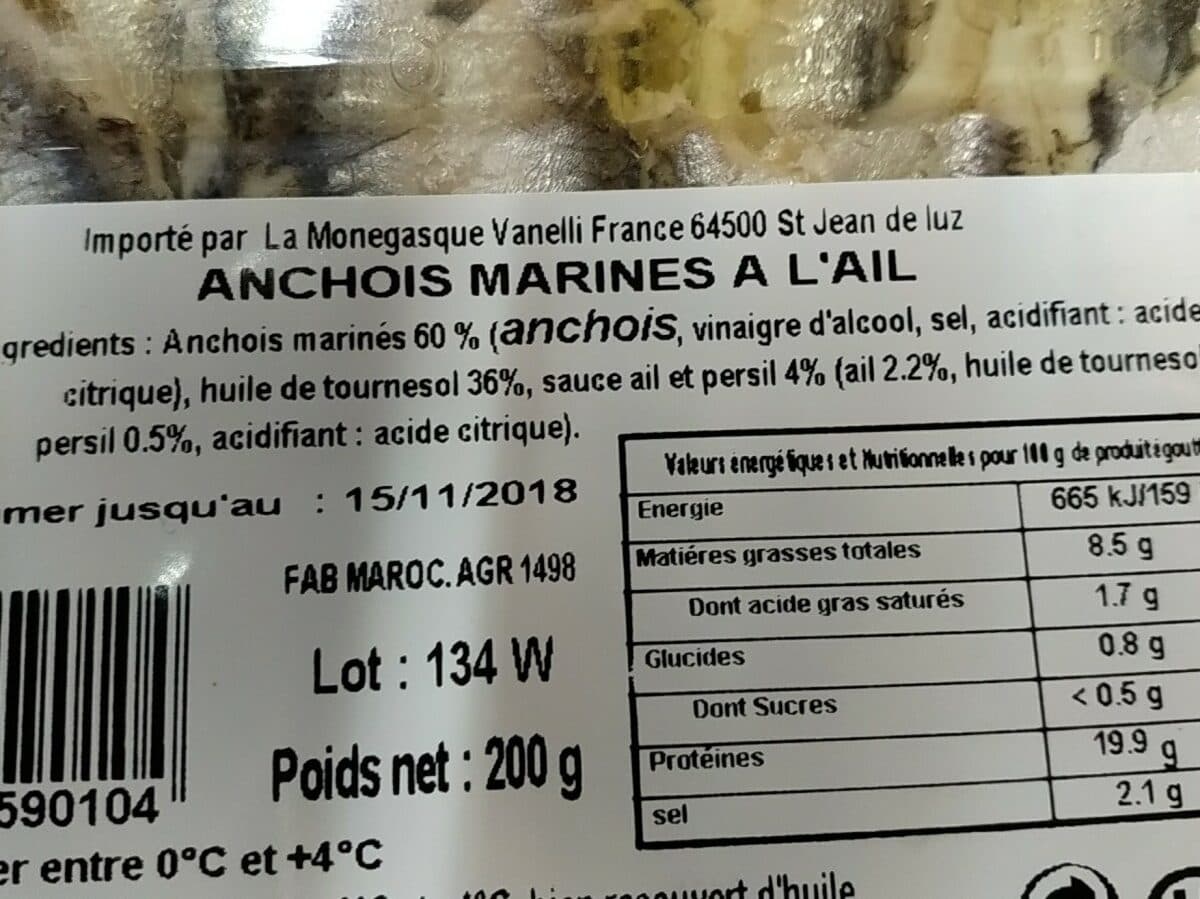LA MONEGASQUE VANELLI Anchois marines a l ail packshot