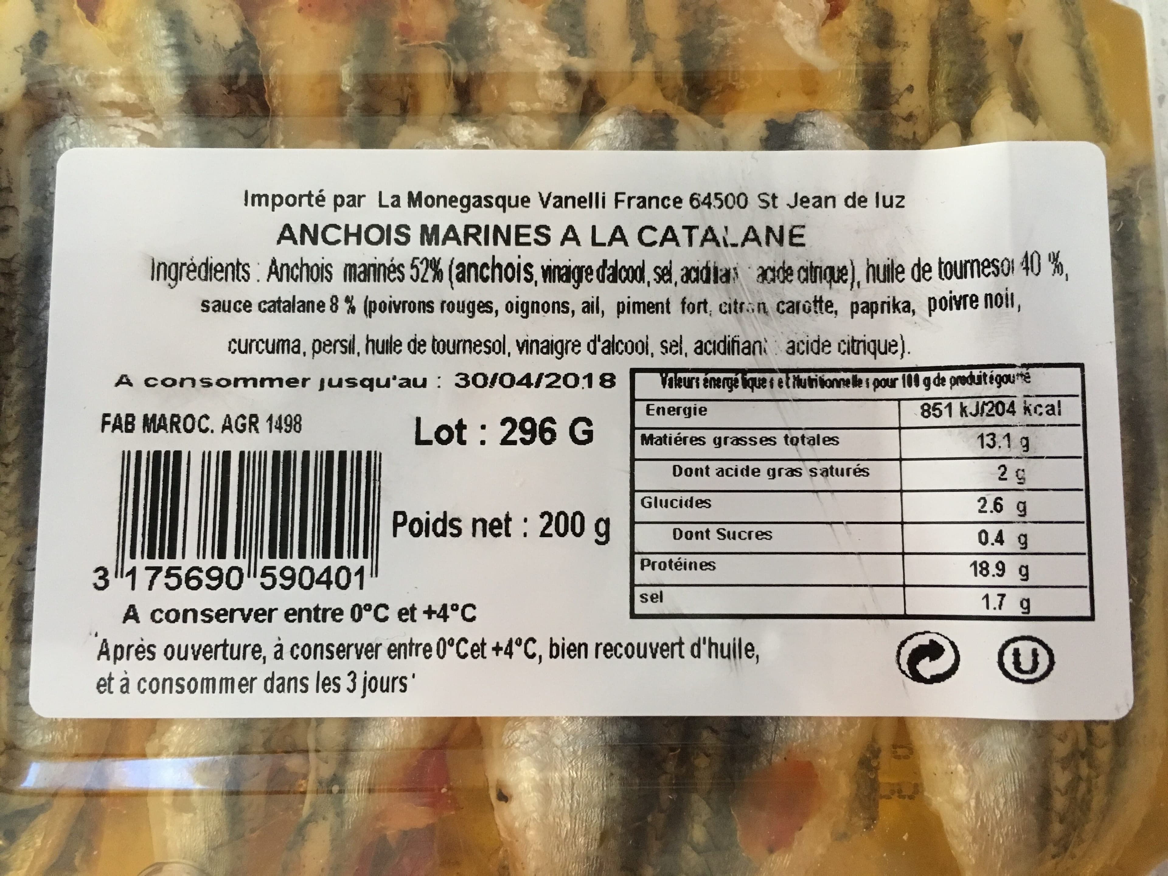 Monegasque Vanelli Anchois marines a la catalane packshot