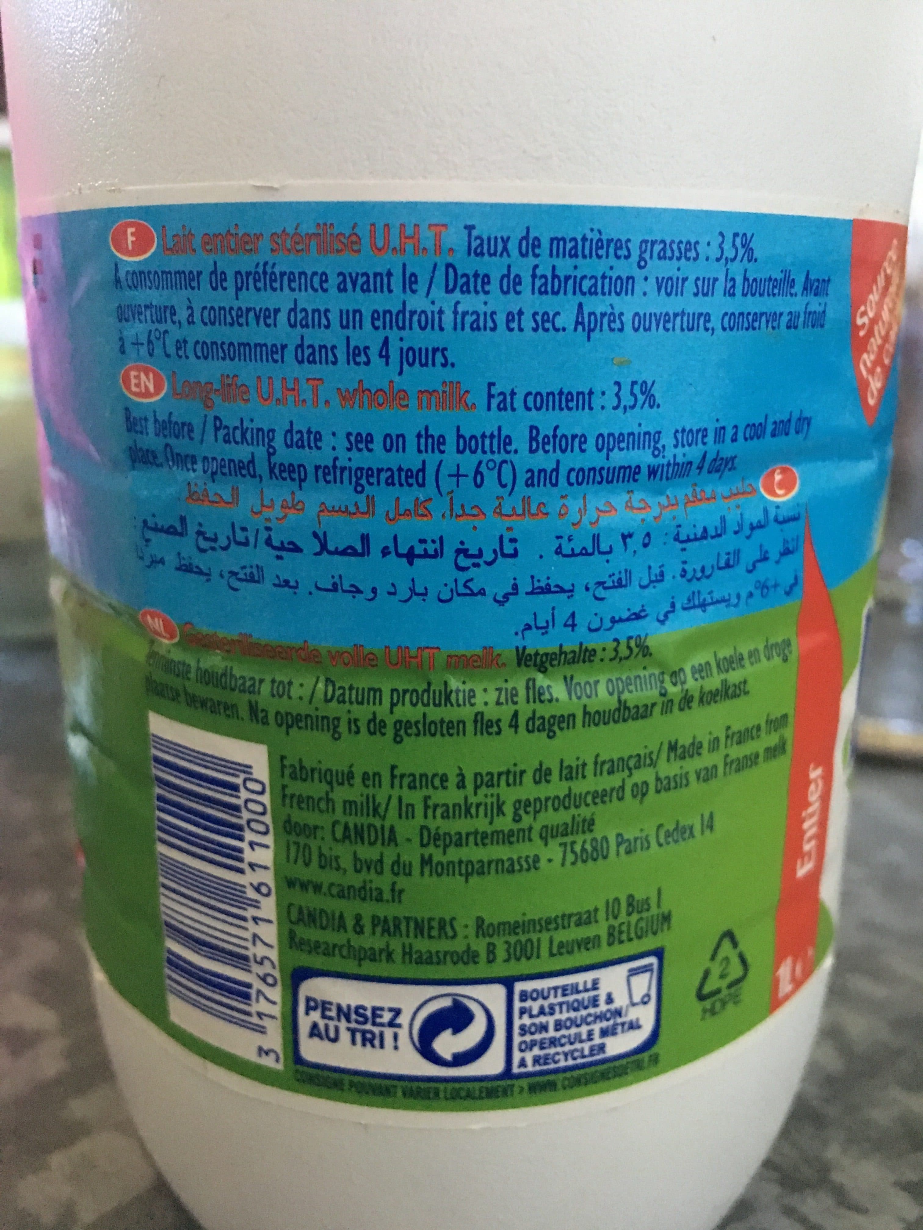 Candia Lait Entier 1 Litre packshot